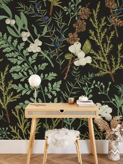 Dark Botanical Removable Wallpaper Peel and Stick