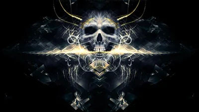 Symmetrical Fractal Skull in Gold Light HD Wallpaper