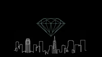 Line Art Diamond Over a City Skyline HD Wallpaper