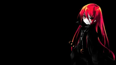 Red-Haired Anime Girl Against Black HD Wallpaper