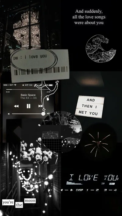 Dark Love Collage with Music Player HD Phone Wallpaper