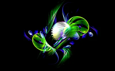 Green and Blue Fractal Bloom HD Wallpaper
