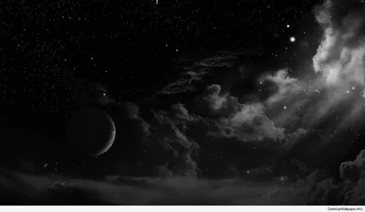 Planet Among Clouds in a Starry Sky HD Wallpaper