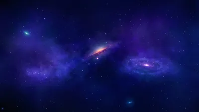 Splendid Galaxies On Blue And Black Sky HD Galaxy Wallpapers