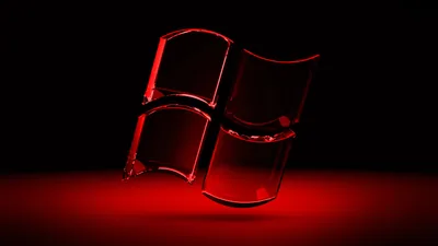Glass Windows Logo in Red Light HD Wallpaper