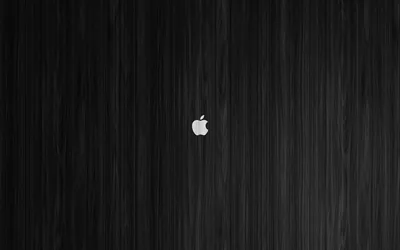 White Apple on Black Wood Mac Wallpaper