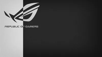 ROG Logo on a Split Black and Grey Background HD Wallpaper
