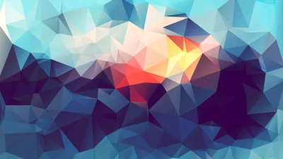 Faceted Polygon Pattern with Orange Glow HD Wallpaper