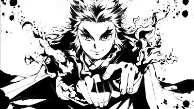 Demon Slayer Black And White Kyojuro Rengoku With Sword HD Anime Wallpapers