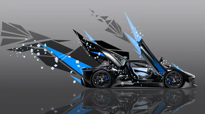 Blue Abstract Supercar Art on Grey HD Wallpaper