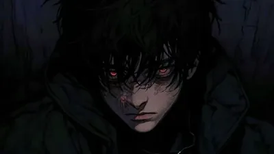 Scarred Anime Boy with Red Eyes in a Hood HD Wallpaper
