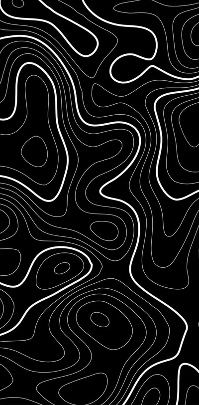Abstract Black and White Wavy Lines Wallpaper