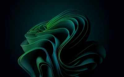 Green Windows 11 Ribbon Bloom HD Wallpaper