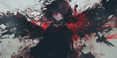 Anime Boy in a Burst of Red and Black Paint HD Wallpaper