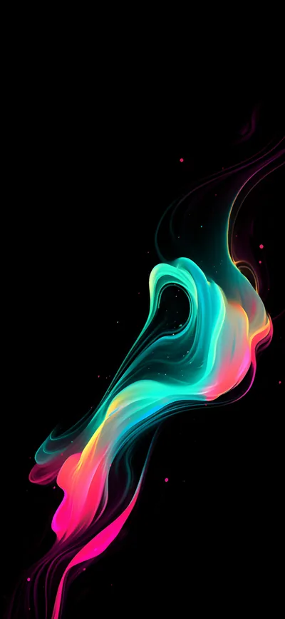 Teal and Pink Smoke Swirl on Black HD Phone Wallpaper