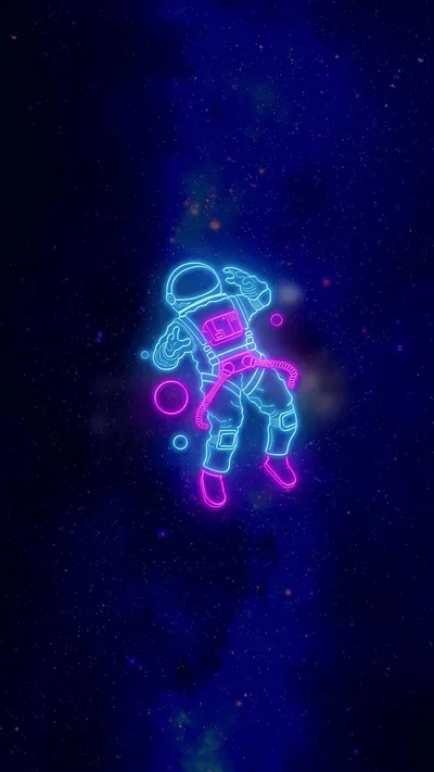 Astronaut Line Art on a Star Field HD Phone Wallpaper