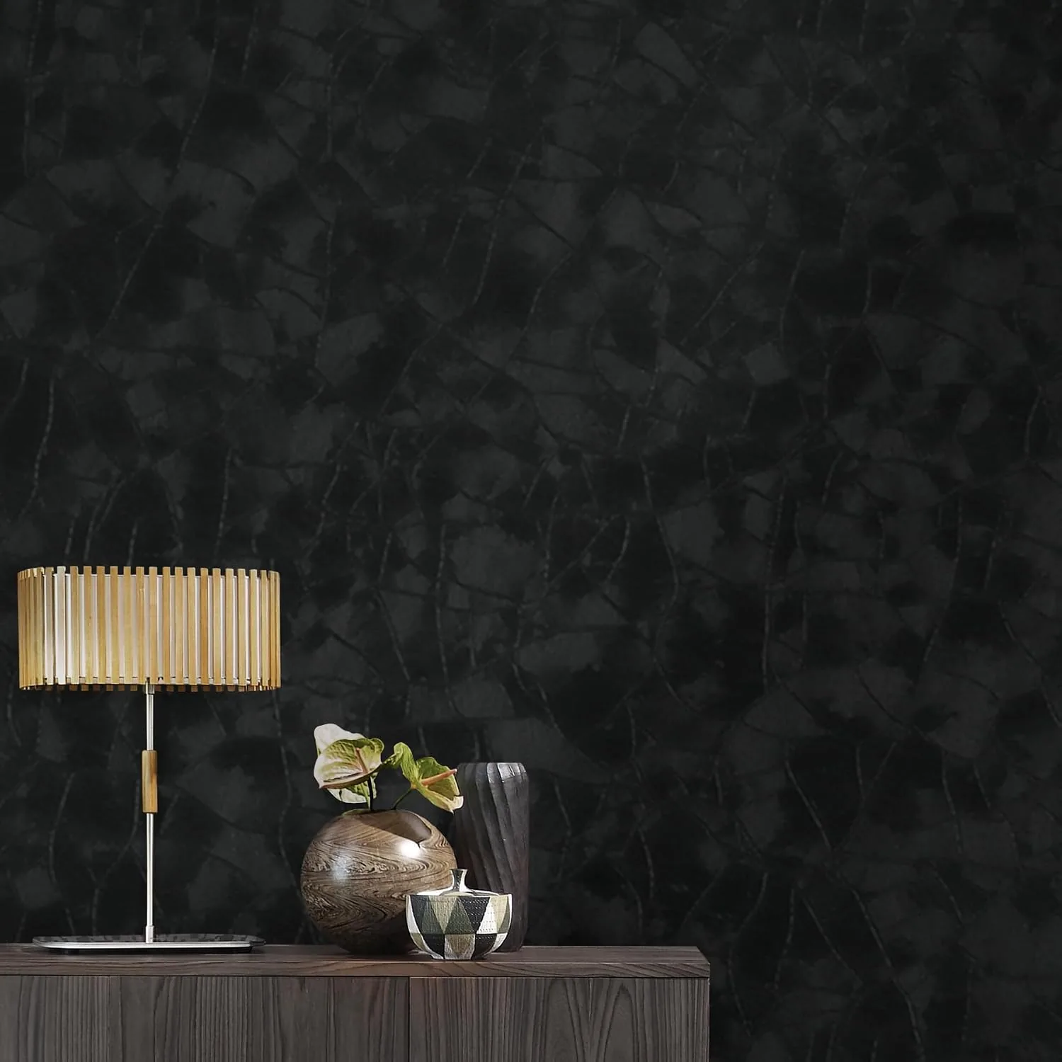 Yasinet Peel and Stick Wallpaper Black Removable Wallpaper Modern Black