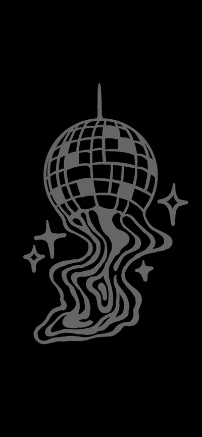 Retro Vibe Melting Disco Ball Dark Wallpapers Black Wallpapers