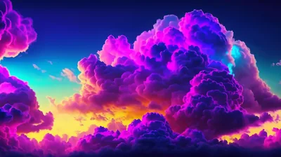 Purple Neon Clouds at Sunset HD Wallpaper