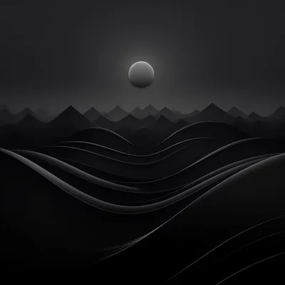 Grey Moon Over Black Dunes HD Wallpaper