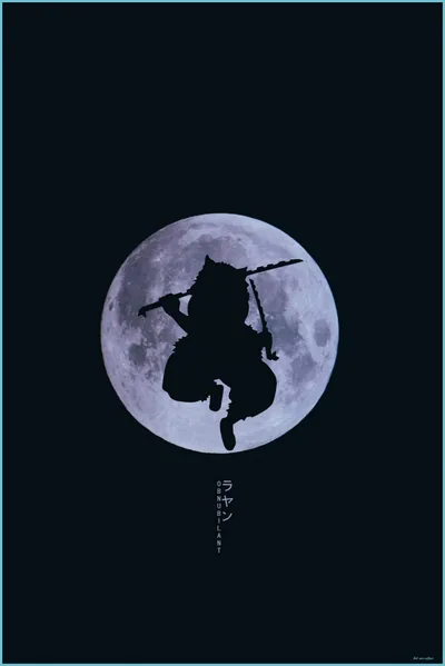 Samurai Leaping Across the Full Moon HD Phone Wallpaper