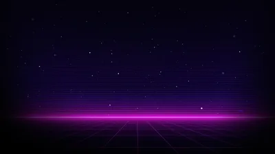 Magenta Horizon Line on Dark Grid HD Wallpaper