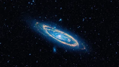 Luminous Blue And Brown Galaxy With Dark Black Sky Background HD Galaxy