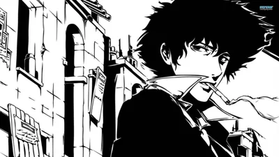 Cowboy Bebop Spike in Black and White Ink HD Wallpaper