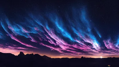 Electric Blue and Pink Night Clouds HD Wallpaper