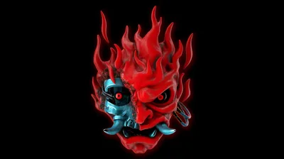 Red Flaming Demon Head Emblem HD Wallpaper