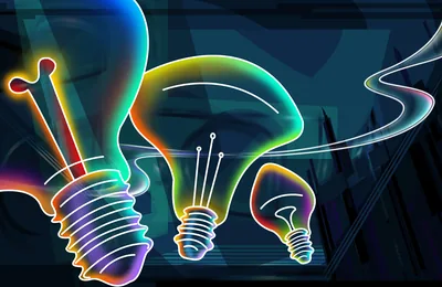 Light Bulb Outlines in Neon Colors HD Wallpaper
