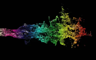 Liquid Rainbow Splash on Black HD Wallpaper