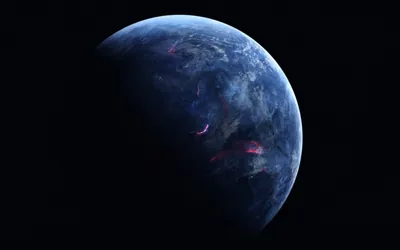 Wallpaper dark, black, blue, planet, sci fi for mobile and desktop, section, res