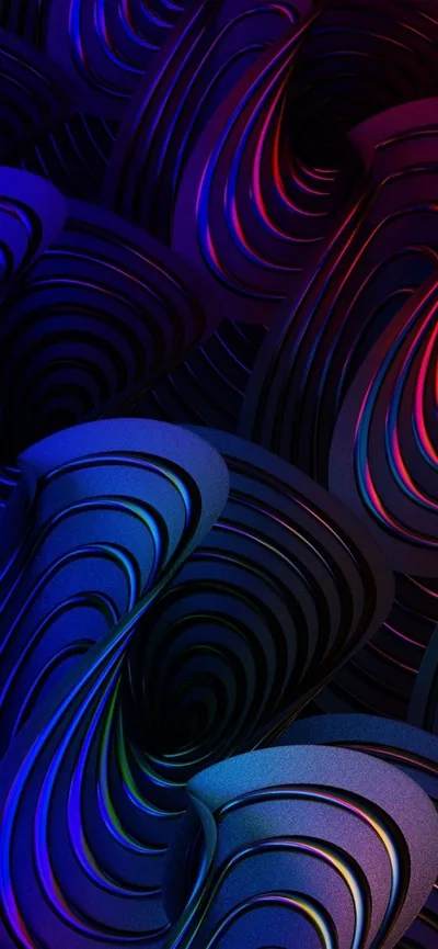 Blue and Purple Neon Line Waves HD Phone Wallpaper