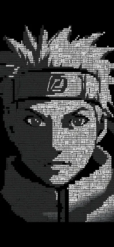 Naruto Portrait Built from ASCII Text HD Phone Wallpaper