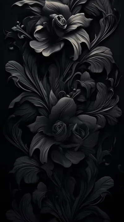 Carved Black Roses in Relief HD Phone Wallpaper