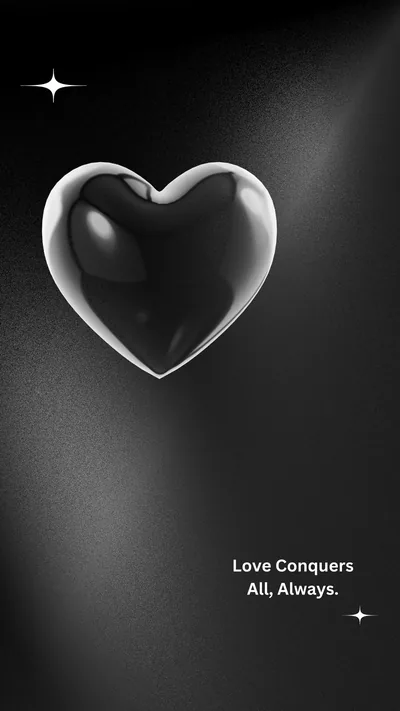 Black Glass Heart with a Love Quote HD Phone Wallpaper