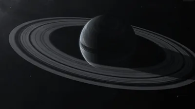 Ringed Planet in Grey Tones HD Wallpaper