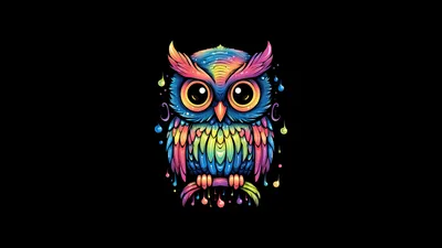 Colorful Owl Wallpaper 4K, Cute art, AMOLED, 8K, Cute bird