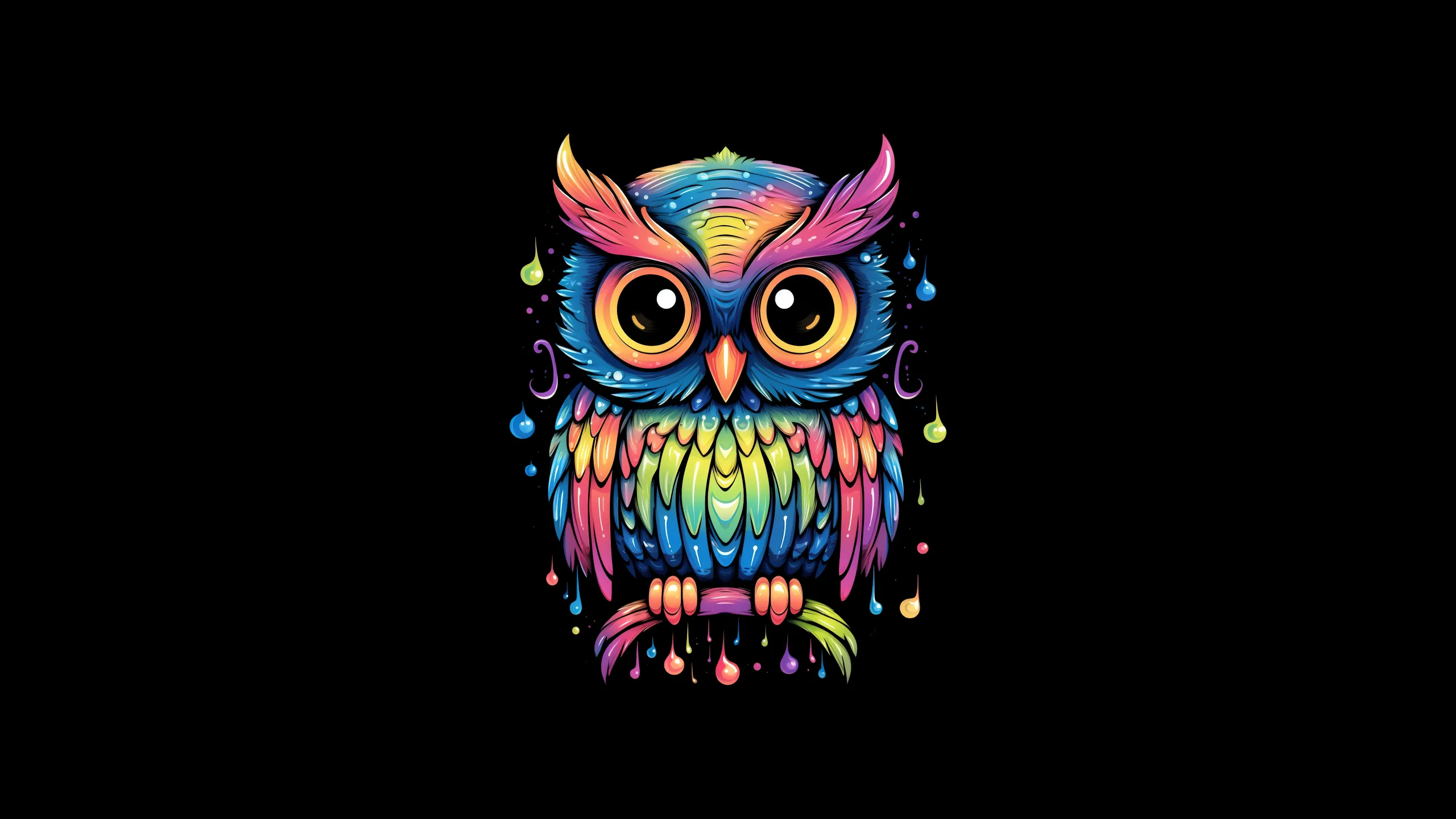 Colorful Owl Wallpaper 4K, Cute art, AMOLED, 8K, Cute bird