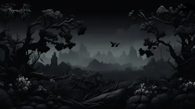Dark Forest Illustration at Night HD Wallpaper