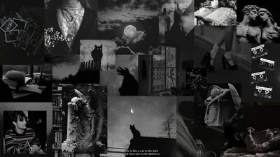 Grey Gothic Moodboard Collage HD Wallpaper