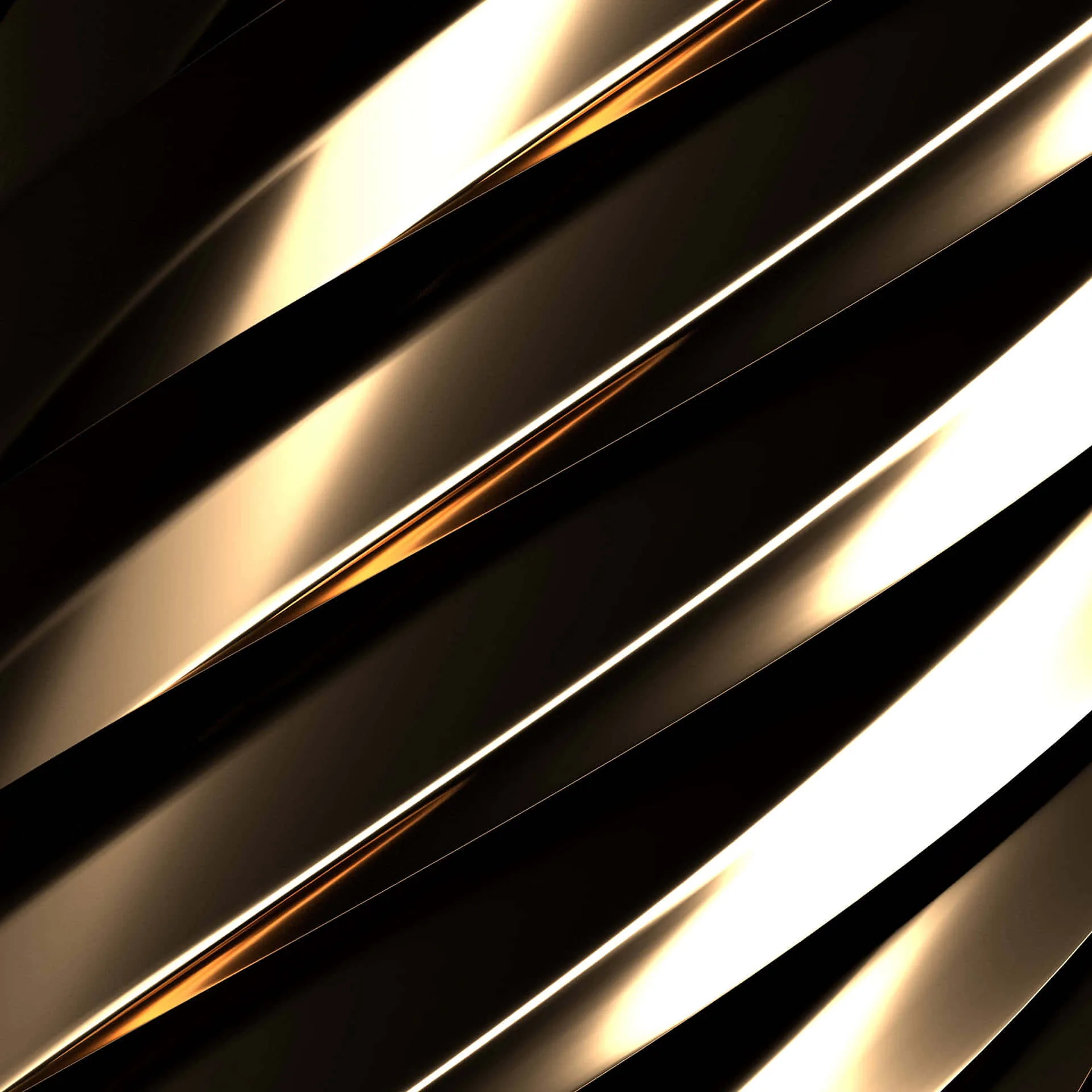 Thick bands of polished gold twist diagonally across the square frame, thin lines of hot orange showing in the gaps between each coil.