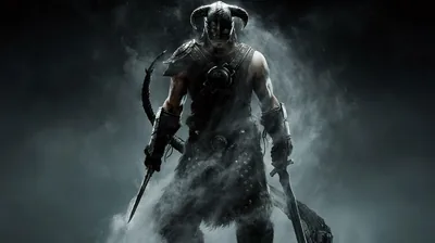 Horned Warrior with Sword and Axe HD Wallpaper