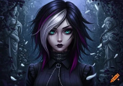 Gothic Anime Girl in a Dark Background created on Craiyon