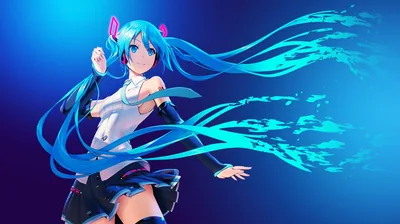 Hatsune Miku with Flowing Teal Hair HD Wallpaper