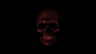Red Lit Skull Face On HD Wallpaper