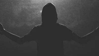 Silhouette with Arms Spread on Grey HD Wallpaper