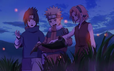 Sasuke, Naruto and Sakura at Dusk HD Wallpaper