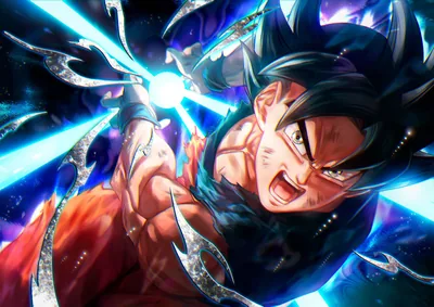 Goku Charging a Blue Energy Blast HD Wallpaper